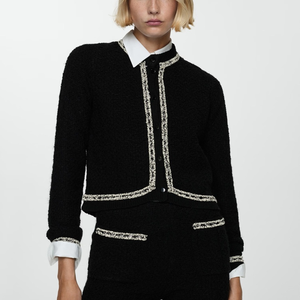 Mango Black  Women's Blazer and short with white trim!